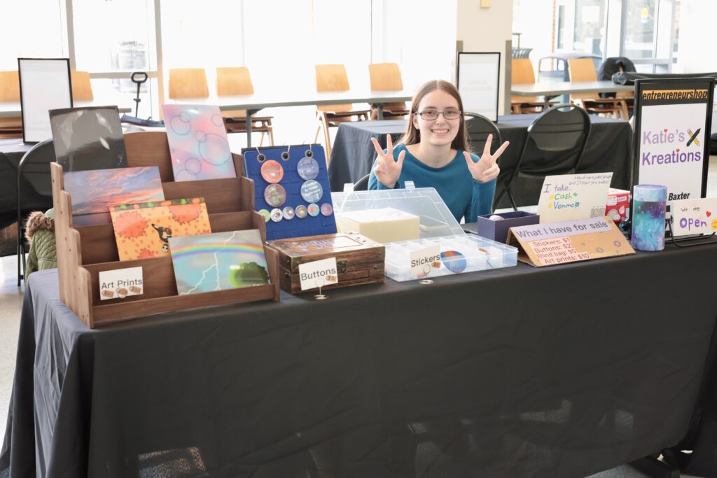 Entrepreneurshop seller smiling at her table
